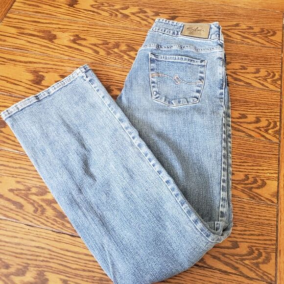 Silver mideise stretch jeans sz 28x34 - Picture 2 of 5